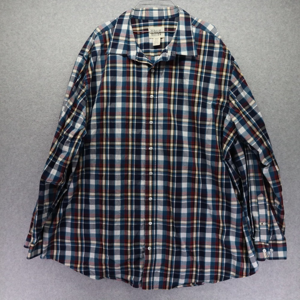 True Nation Shirt Mens 3XLT Tall Casual Button Up Colorful Plaid Long Sleeve‎